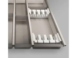 Cuisio Besteckeinsatz 450 mm Höhe 55 mm Transluzent Graphitgrau mit Messerblock Besteckkästen