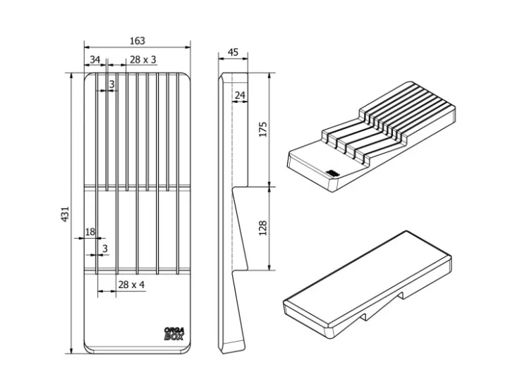 SOTECH Besteckkästen<Mehrzweckeinsatz SEPARADO Individual Genarbt 300x474x51mm Schubladeneinsatz inkl. Messereinsatz Schiefergrau