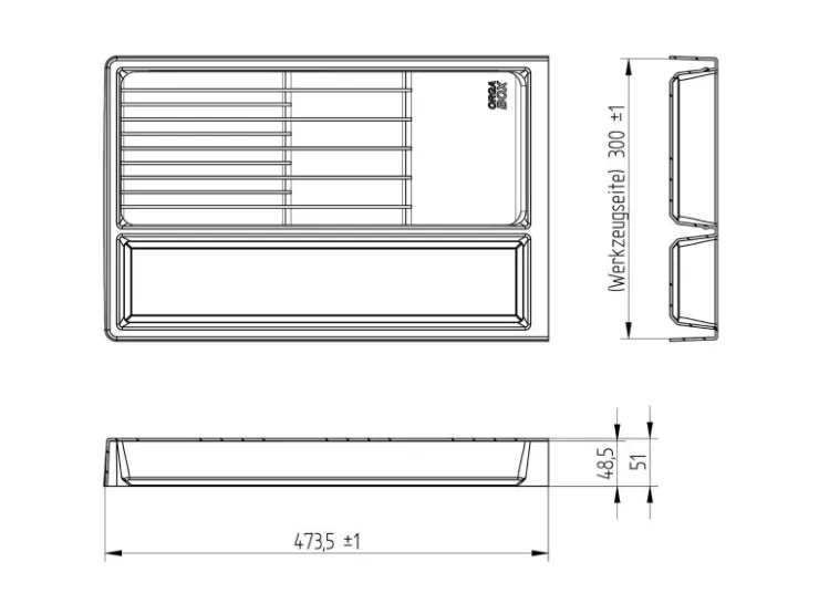 SOTECH Besteckkästen<Mehrzweckeinsatz SEPARADO Individual Genarbt 300x474x51mm Schubladeneinsatz inkl. Messereinsatz Schiefergrau