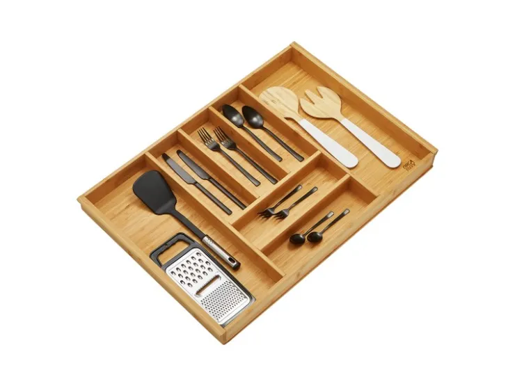 Clearance SOTECH Orga-Box-1 Bambus Besteckeinsatz 7 Fächer Für Blum Tandembox Antaro Schubladen 719x473x56 mm im 80er Schrank