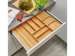 Clearance SOTECH Orga-Box-1 Bambus Besteckeinsatz 7 Fächer Für Blum Tandembox Antaro Schubladen 719x473x56 mm im 80er Schrank