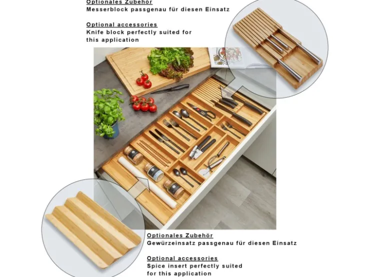 SOTECH ORGA-BOX 3 Bambus Besteckeinsatz Für 100er Schublade 473x897x56 mm 11 Fächer Für Nobilia Küchen Ab August 2012