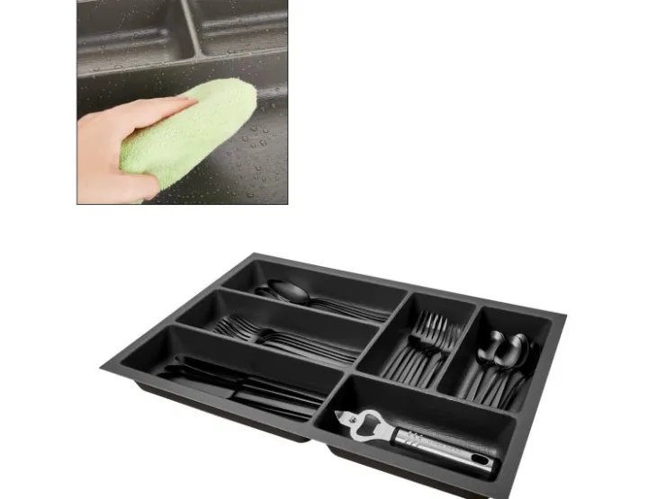 SOTECH Besteckkästen<ORGA-BOX-2 Besteckeinsatz Tiefe 462 mm Höhe 50,5 mm Für Nobilia Küchen Canvas Struktur Breite 309 mm Anthrazit