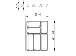 Clearance SOTECH ORGA-BOX-2 Besteckeinsatz Tiefe 462 mm Höhe 50,5 mm Für Nobilia Küchen Canvas Struktur Breite 359 mm Silbergrau