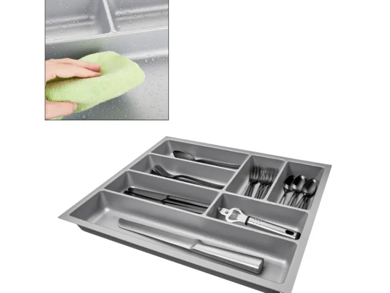 Clearance ORGA-BOX-2 Besteckeinsatz Tiefe 462 mm Höhe 50,5 mm Für Nobilia Küchen Canvas Struktur Breite 409 mm Besteckkästen