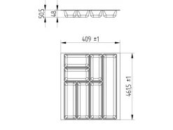 Clearance ORGA-BOX-2 Besteckeinsatz Tiefe 462 mm Höhe 50,5 mm Für Nobilia Küchen Canvas Struktur Breite 409 mm Besteckkästen