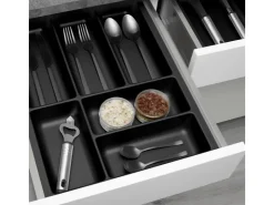 SOTECH ORGA-BOX-2 Besteckeinsatz Tiefe 462 mm Höhe 50,5 mm Für Nobilia Küchen Canvas Struktur Breite 359 mm Anthrazit