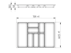 Best SOTECH ORGA-BOX-2 Besteckeinsatz Tiefe 462 mm Höhe 50,5 mm Für Nobilia Küchen Canvas Struktur Breite 709 mm Anthrazit