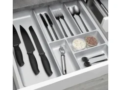 SOTECH ORGA-BOX-2 Besteckeinsatz Tiefe 462 mm Höhe 50,5 mm Für Nobilia Küchen Canvas Struktur Breite 509 mm Silbergrau