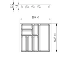 SOTECH ORGA-BOX-2 Besteckeinsatz Tiefe 462 mm Höhe 50,5 mm Für Nobilia Küchen Canvas Struktur Breite 509 mm Silbergrau