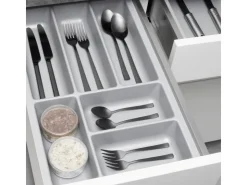 SOTECH Besteckkästen<ORGA-BOX-2 Besteckeinsatz Tiefe 462 mm Höhe 50,5 mm Für Nobilia Küchen Canvas Struktur Breite 309 mm Silbergrau