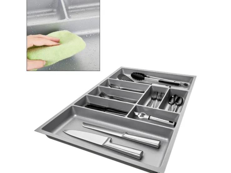 SOTECH Besteckkästen<ORGA-BOX-3 Besteckeinsätze Tiefe 473 mm Höhe 50,5 mm Schubladeneinsätze Breite 691 mm Silbergrau