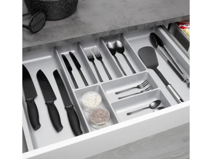 SOTECH Besteckkästen<ORGA-BOX-3 Besteckeinsätze Tiefe 473 mm Höhe 50,5 mm Schubladeneinsätze Breite 691 mm Silbergrau