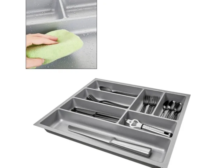 SOTECH Besteckkästen<ORGA-BOX-3 Besteckeinsätze Tiefe 473 mm Höhe 50,5 mm Schubladeneinsätze Breite 391 mm Silbergrau
