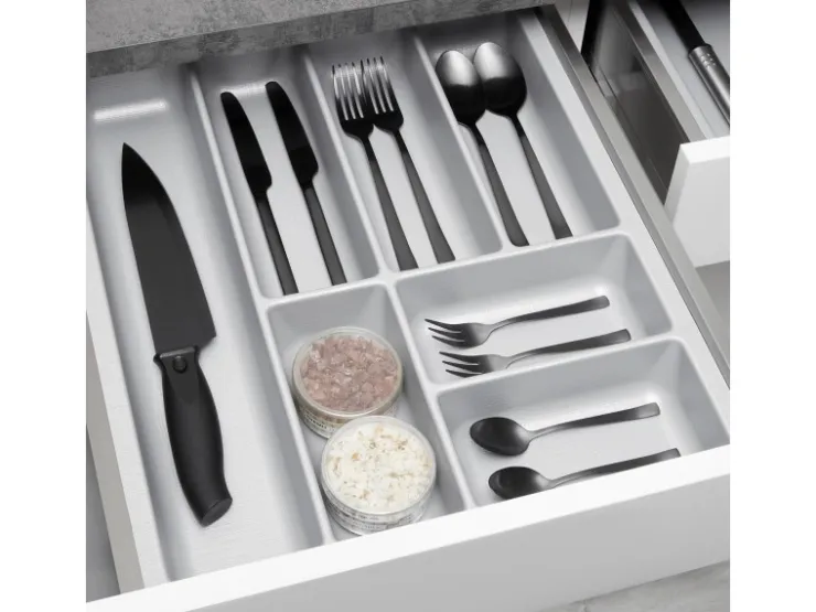 SOTECH Besteckkästen<ORGA-BOX-3 Besteckeinsätze Tiefe 473 mm Höhe 50,5 mm Schubladeneinsätze Breite 391 mm Silbergrau