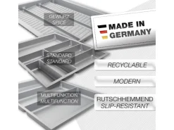 SOTECH ORGA-BOX-3 Besteckeinsätze Tiefe 473 mm Höhe 50,5 mm Schubladeneinsätze Breite 341 mm Silbergrau