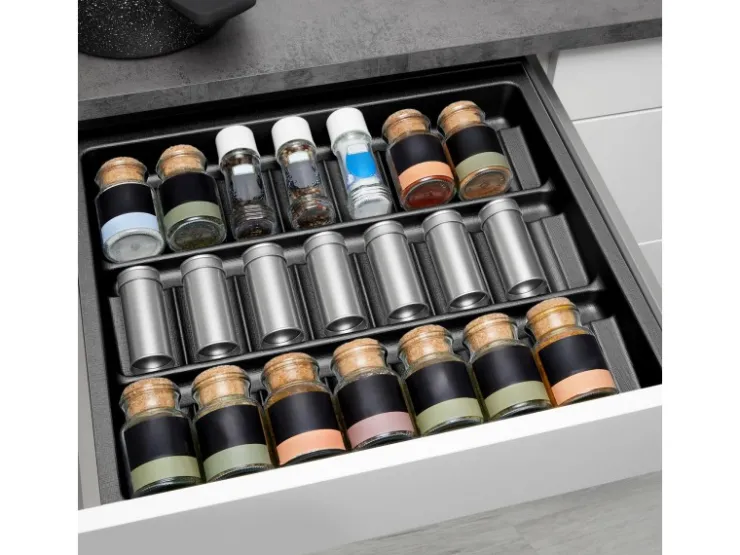 SOTECH Besteckkästen<ORGA-BOX-2 Gewürzgläsereinsatz Tiefe 462 mm Höhe 50,5mm Für Nobilia Küchen Canvas Struktur Breite 509mm Anthrazit
