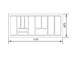 Clearance SOTECH Orga-Box I Besteckeinsatz Höhe 55 mm Lavagrau 1200 mm Für Blum Tandembox und ModernBox