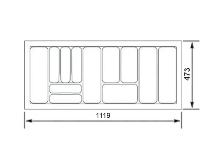 Clearance SOTECH Orga-Box I Besteckeinsatz Höhe 55 mm Lavagrau 1200 mm Für Blum Tandembox und ModernBox