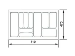 SOTECH Orga-Box I Besteckeinsatz Silbergrau 900 mm Höhe 55 mm Für Blum Tandembox und ModernBox
