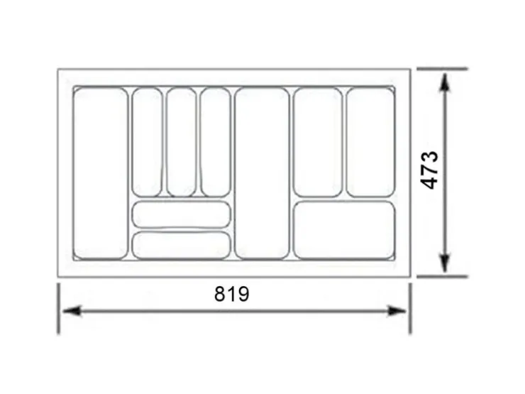 SOTECH Orga-Box I Besteckeinsatz Silbergrau 900 mm Höhe 55 mm Für Blum Tandembox und ModernBox