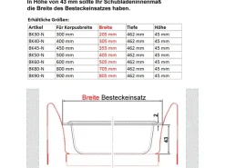 Discount ORGA-BOX II Besteckeinsatz 450 mm Höhe 45 mm Silbergrau Für Nobilia Schubladen Besteckkästen