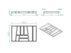 Best ORGA-BOX II Besteckeinsatz 800 mm Höhe 45 mm Silbergrau Für Nobilia Schubladen Besteckkästen