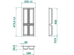 SOTECH Besteckkästen<ORGA-BOX IV UNIVERSAL Besteckeinsatz 300 mm Höhe 53 mm Schubkasteneinsatz Besteckeinteilung