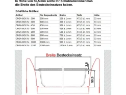 SOTECH Besteckkästen<ORGA-BOX IV UNIVERSAL Besteckeinsatz 300 mm Höhe 53 mm Schubkasteneinsatz Besteckeinteilung