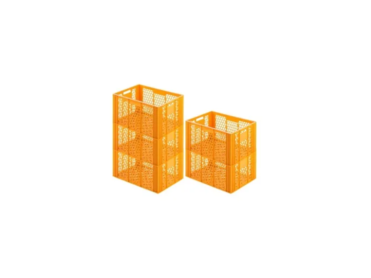 Outlet PROREGAL SparSet 5 x Eurobehälter Bäcker- und Konditorenkasten HxBxT 34,9 x 40 x 60 70 Liter Gelb-Orange Brötchenkiste Sstapelbare Bäckerkiste