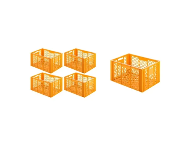 Outlet PROREGAL SparSet 5 x Eurobehälter Bäcker- und Konditorenkasten HxBxT 34,9 x 40 x 60 70 Liter Gelb-Orange Brötchenkiste Sstapelbare Bäckerkiste