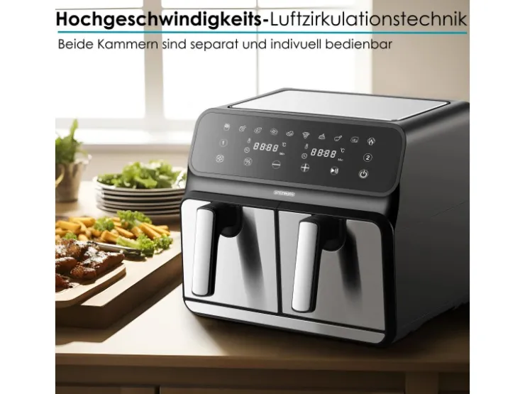 Sale STEINBORG SB-3131 Dual Heißluftfritteuse 4+4 Liter 1700 Watt