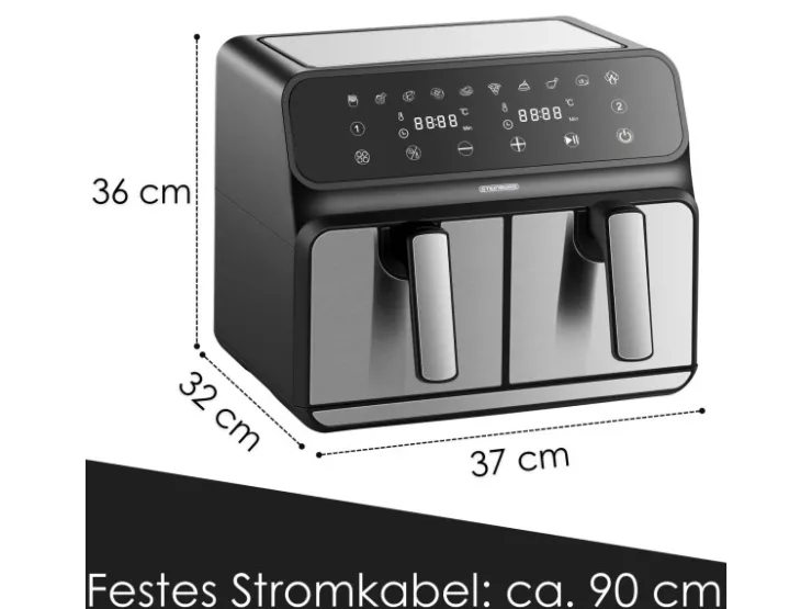 Sale STEINBORG SB-3131 Dual Heißluftfritteuse 4+4 Liter 1700 Watt