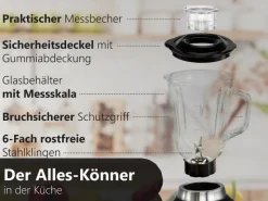 New SB-7020 Edelstahl Standmixer 1,5 Liter BPA-Frei 800 Watt Haushaltsgeräte