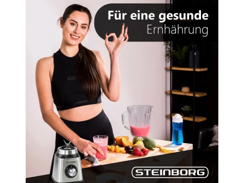 New SB-7020 Edelstahl Standmixer 1,5 Liter BPA-Frei 800 Watt Haushaltsgeräte