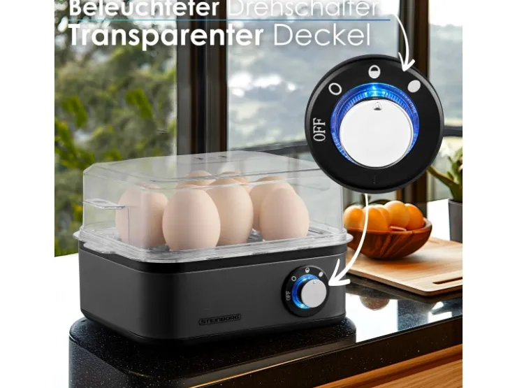 Outlet STEINBORG SB-2630 Eierkocher für 1 bis 8 Eier Dampfauslass 500 Watt