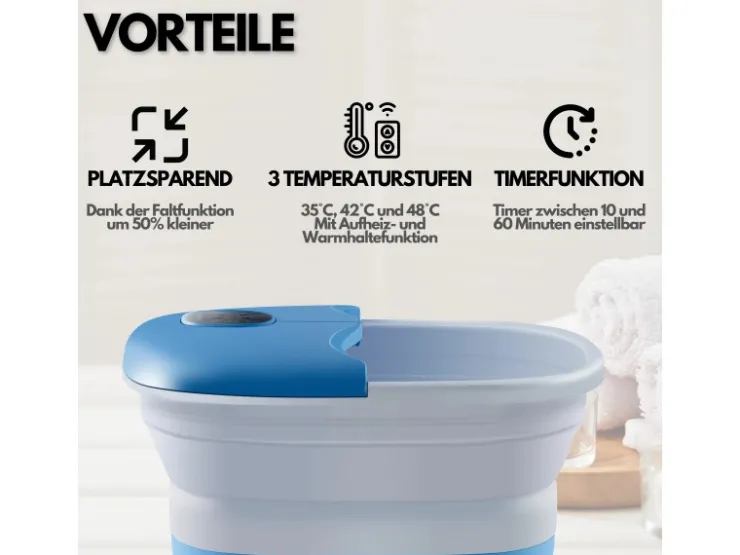 Best STEINBORG SB-1060 Faltbares Fußsprudelbad mit Fernbedienung Platzsparend Timer