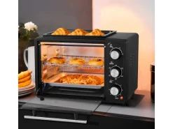 Hot SB-3001 3in1 Minibackofen mit Umluft 20 Liter 1300 Watt Schwarz Haushaltsgeräte
