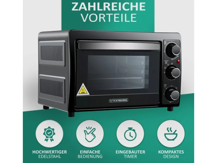 Discount STEINBORG SB-3015 Minibackofen 15 Liter 1300 Watt Schwarz