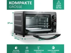 Discount STEINBORG SB-3015 Minibackofen 15 Liter 1300 Watt Schwarz