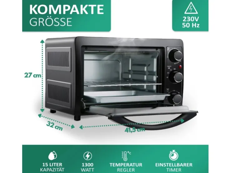 Discount STEINBORG SB-3015 Minibackofen 15 Liter 1300 Watt Schwarz