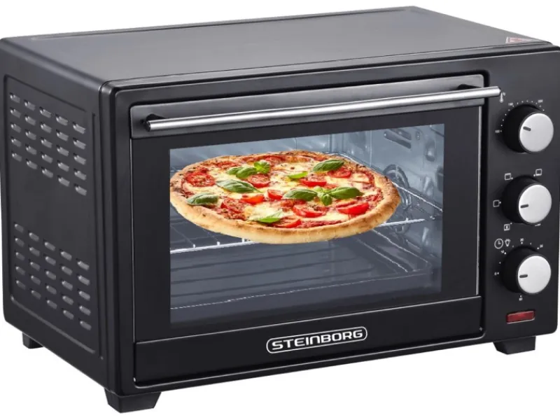 Sale SB-3002 Minibackofen mit Umluft 25 Liter 1600 Watt Schwarz Haushaltsgeräte