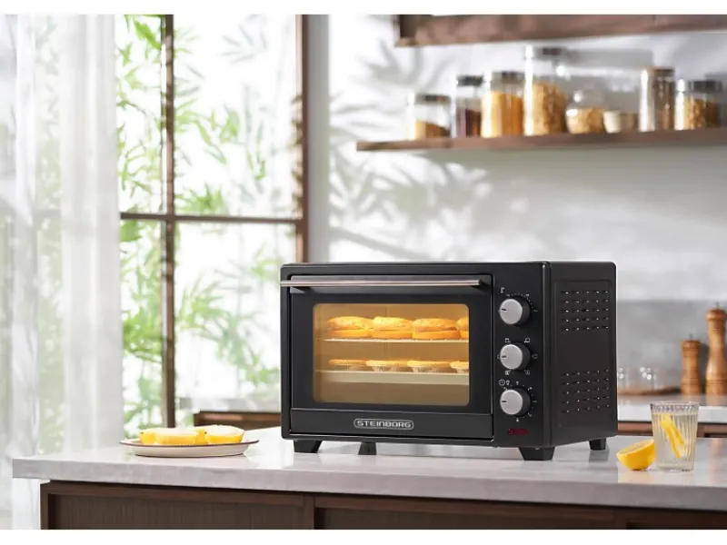 Sale SB-3002 Minibackofen mit Umluft 25 Liter 1600 Watt Schwarz Haushaltsgeräte