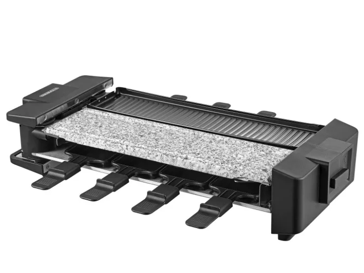 Discount STEINBORG SB-2220 Raclette Grill für 8 Personen mit Teilbarer Kombinierter Grillfläche 1500 Watt