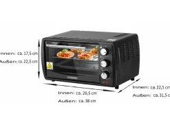 Hot SB-3005S Minibackofen 13 Liter 1200 Watt Schwarz Haushaltsgeräte
