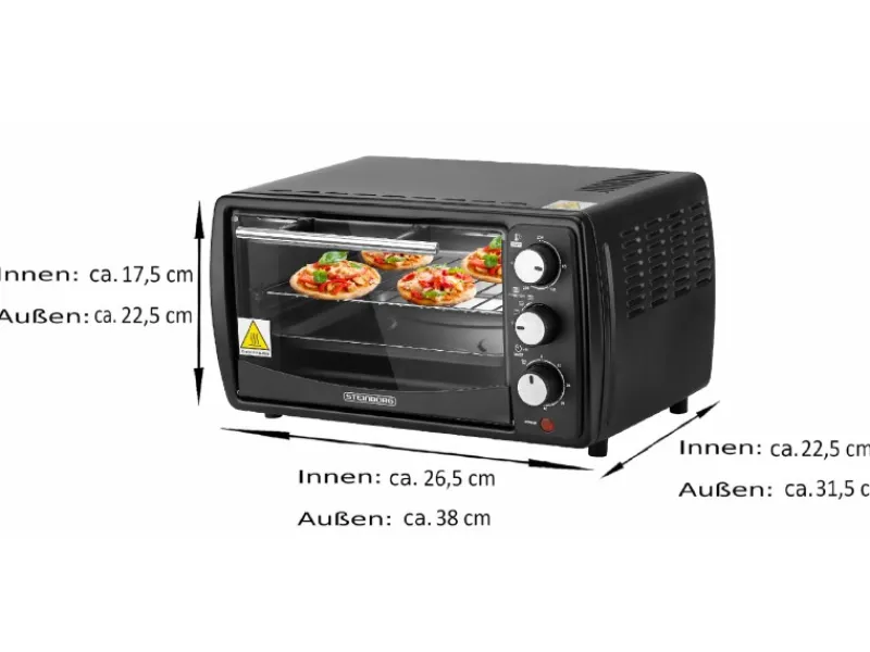 Hot SB-3005S Minibackofen 13 Liter 1200 Watt Schwarz Haushaltsgeräte