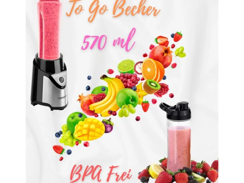 New SB-7030 Standmixer mit To-Go Becher Glaskrug BPA-Frei 500 Watt Haushaltsgeräte