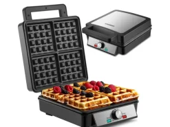 Hot SB-2060 Waffeleisen für 4 Waffeln Antihaftbeschichtung 1200 Watt Haushaltsgeräte