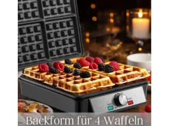 Hot SB-2060 Waffeleisen für 4 Waffeln Antihaftbeschichtung 1200 Watt Haushaltsgeräte