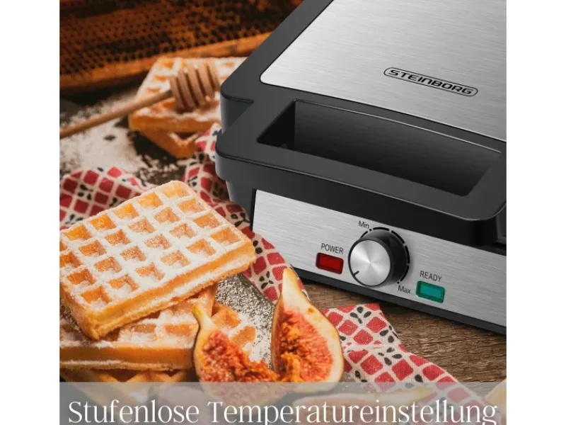 Hot SB-2060 Waffeleisen für 4 Waffeln Antihaftbeschichtung 1200 Watt Haushaltsgeräte